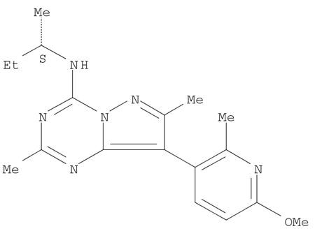 Pyrazolo[1,5-a]-1,3,5-triazin-4-amine, 8-(6-methoxy-2-methyl-3-pyridinyl)-2,7-dimethyl-N-[(1S)-1-methylpropyl]-